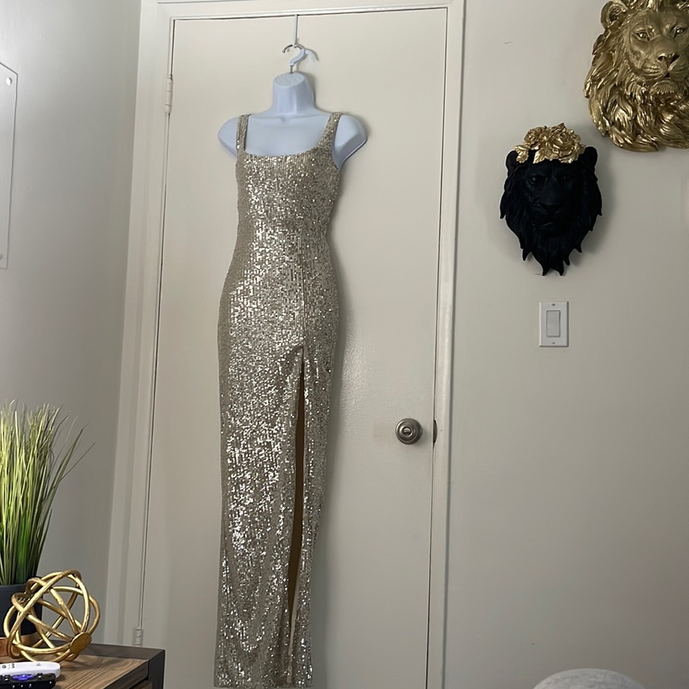 Sequence gold dress